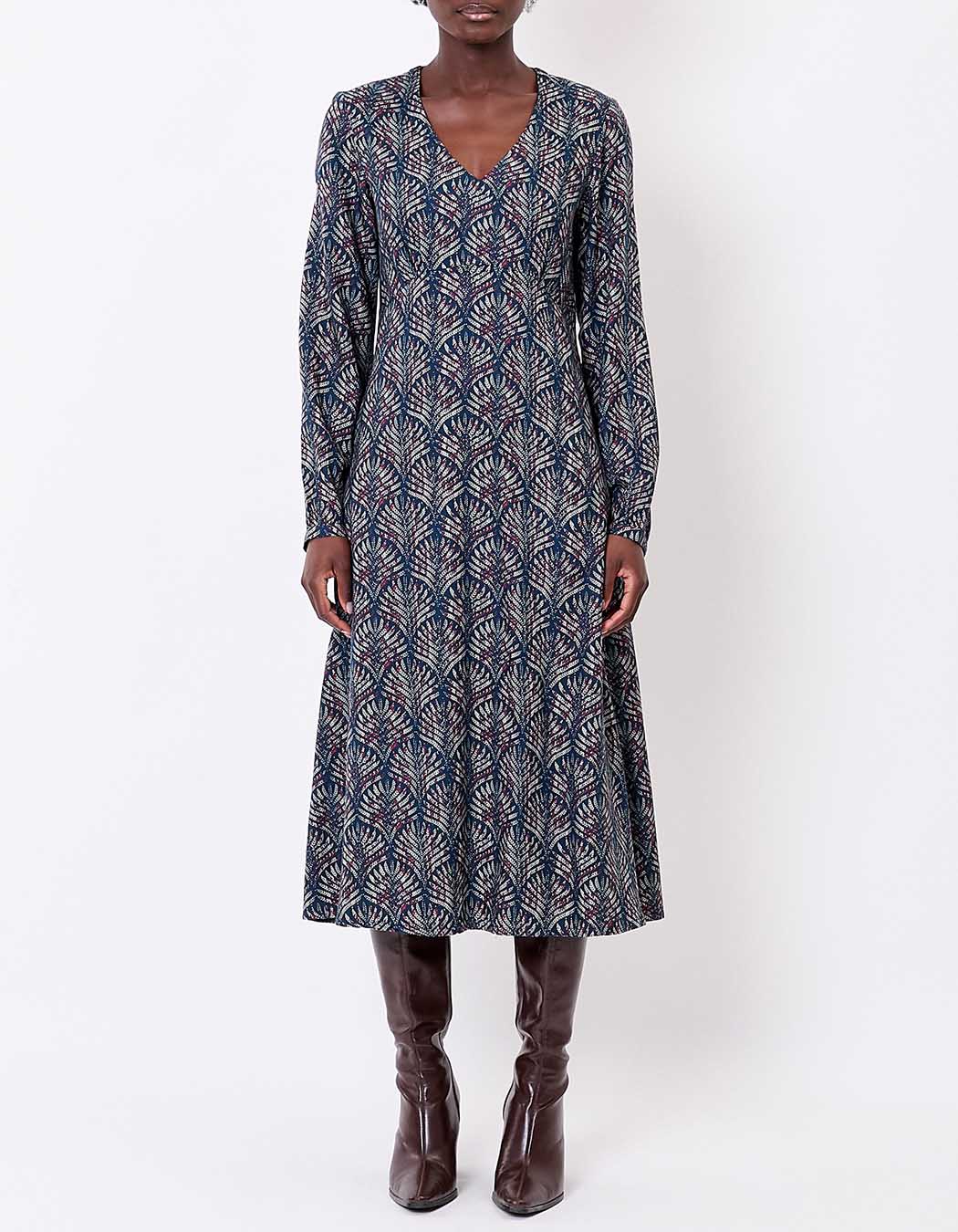 Flowy V-neck midi dress femme La Fiancée