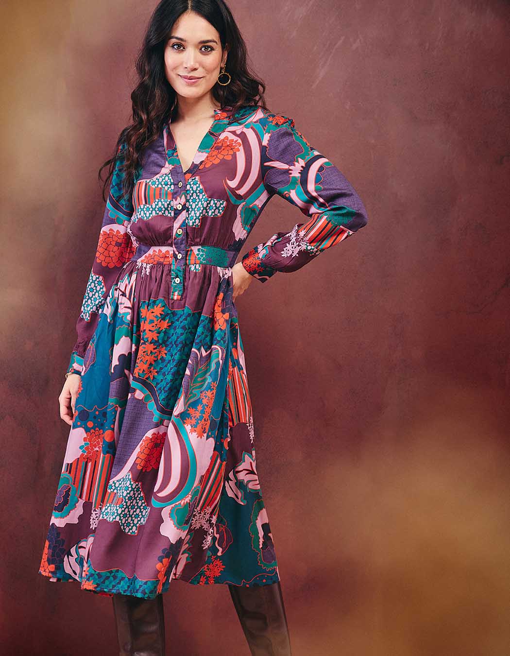 Flowy flared midi dress femme La Fianc&eacute;e