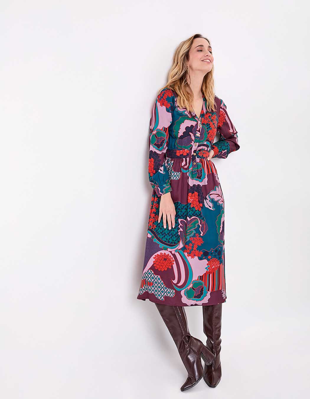 Flowy flared midi dress femme La Fianc&eacute;e