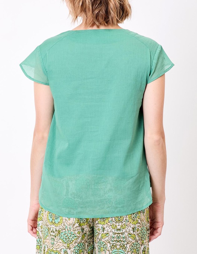 Embroidered lightweight organic cotton gauze T-shirt femme La Fianc&eacute;e