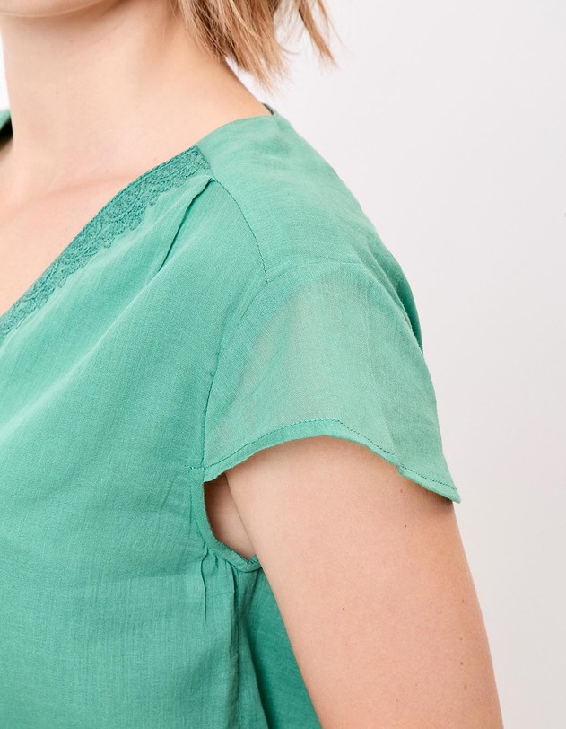 Embroidered lightweight organic cotton gauze T-shirt femme La Fianc&eacute;e