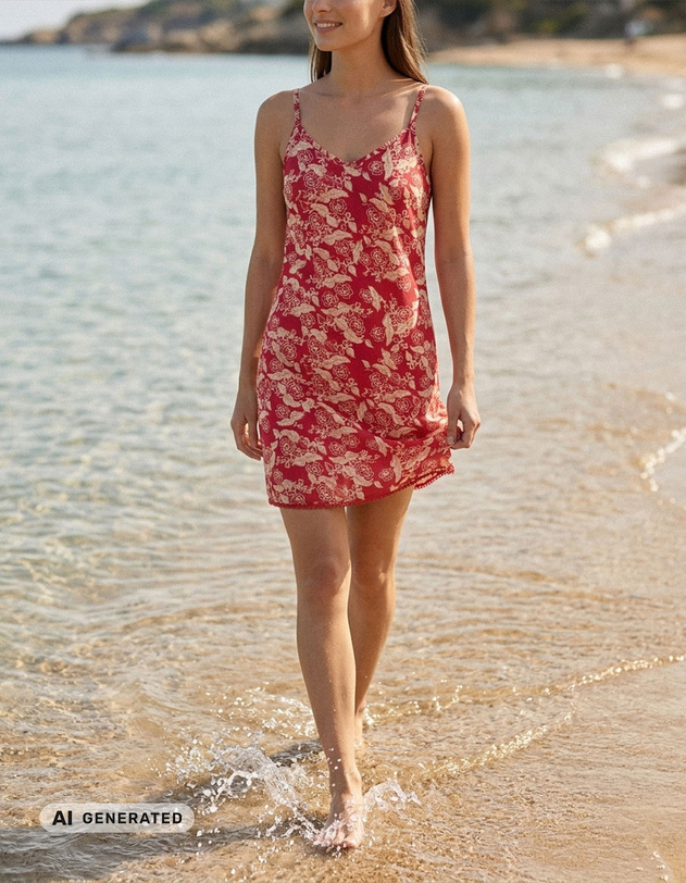 Organic cotton voile spaghetti strap dress femme La Fianc&eacute;e