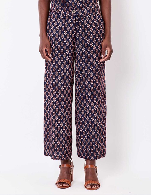 7/8 wide-leg viscose linen trousers femme La Fianc&eacute;e