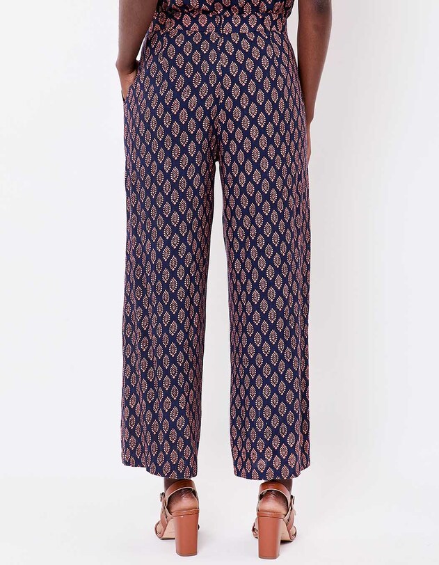 7/8 wide-leg viscose linen trousers femme La Fianc&eacute;e