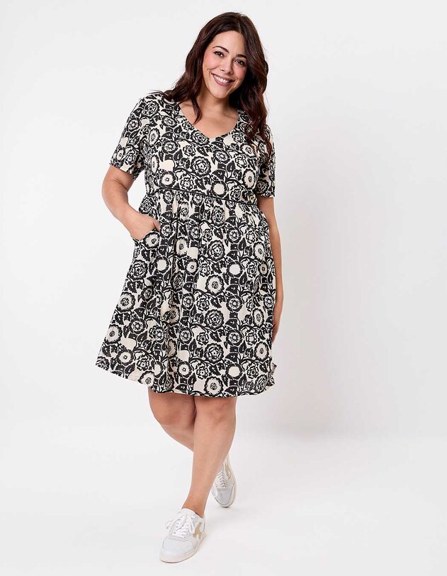 Flared lined organic cotton dress femme La Fianc&eacute;e