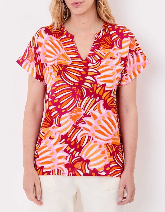Flowing Tunisian collar viscose linen top femme La Fianc&eacute;e