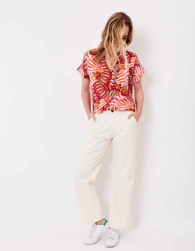 Flowing Tunisian collar viscose linen top femme La Fianc&eacute;e