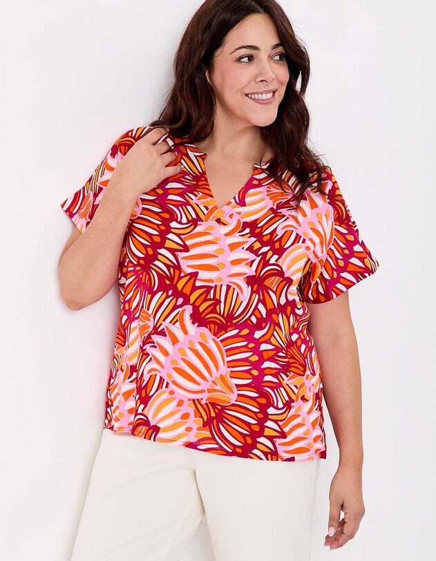 Flowing Tunisian collar viscose linen top femme La Fianc&eacute;e