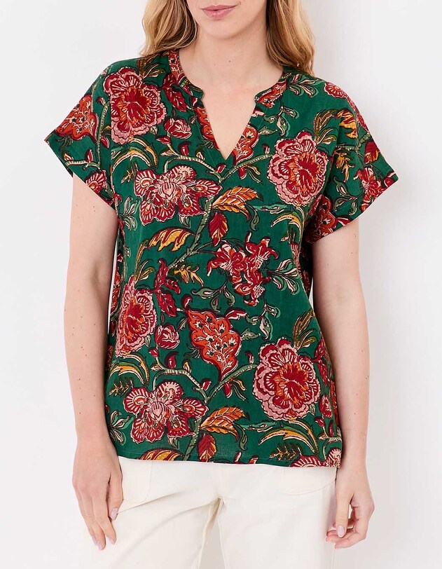 Flowing Tunisian collar viscose linen top femme La Fianc&eacute;e