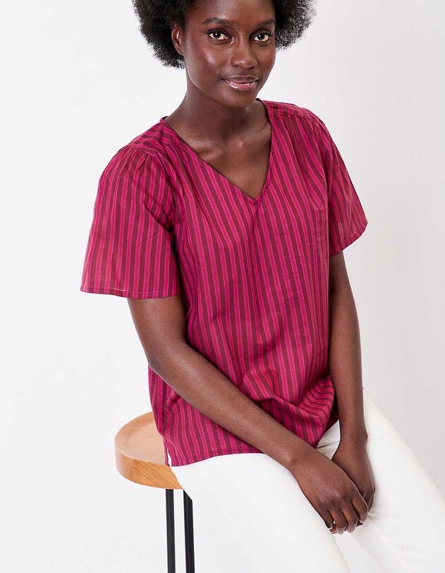 Organic cotton voile short-sleeve top femme La Fianc&eacute;e