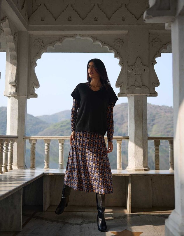 Jersey knit midi skirt femme La Fianc&eacute;e