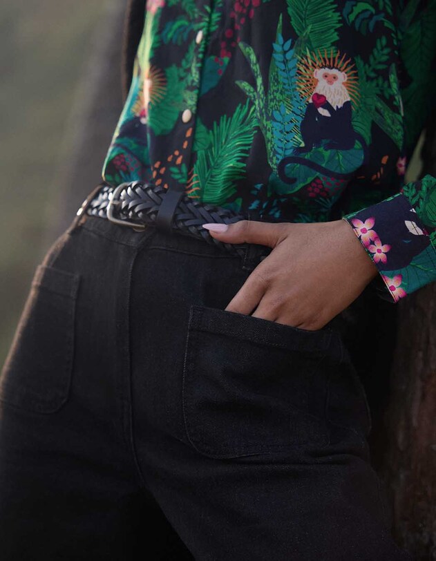 Wide-leg stretch cotton denim jeans femme La Fianc&eacute;e