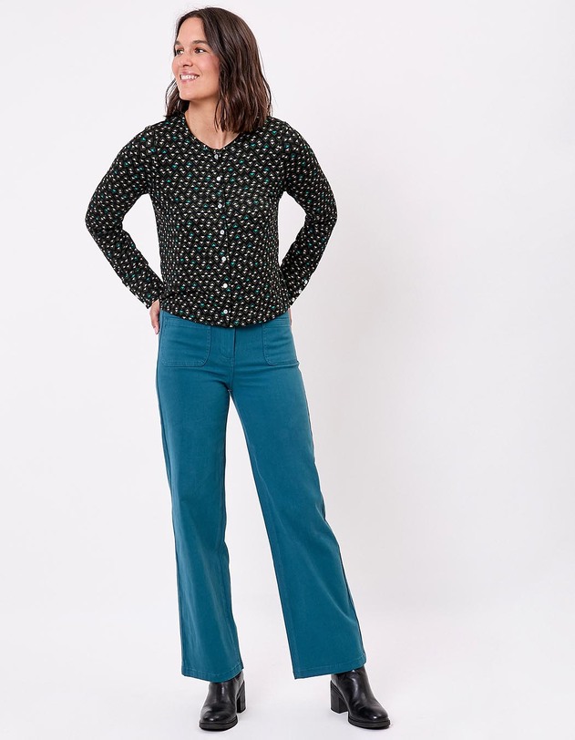 Wide-leg stretch cotton trousers femme La Fianc&eacute;e