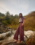 7/8 wide-leg viscose linen trousers femme La Fiancée