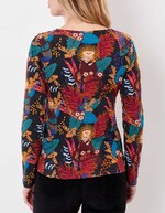 Printed V-neck organic cotton T-shirt femme La Fiancée