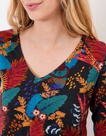 Printed V-neck organic cotton T-shirt femme La Fiancée
