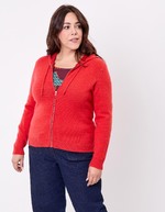 Zip-up knitted hooded cardigan femme La Fiancée