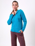 Zip-up knitted hooded cardigan femme La Fiancée