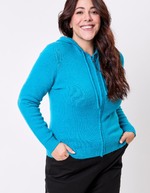 Zip-up knitted hooded cardigan femme La Fiancée