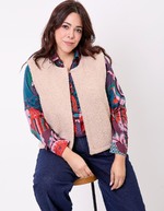 Reversible sherpa and patterned cardigan femme La Fiancée