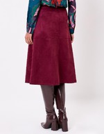 Suede-effect flared midi skirt femme La Fiancée