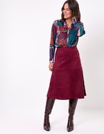 Suede-effect flared midi skirt femme La Fiancée