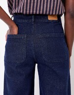 Wide-leg stretch cotton denim jeans femme La Fiancée