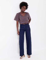 Wide-leg stretch cotton denim jeans femme La Fiancée