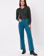 Wide-leg stretch cotton trousers femme La Fiancée