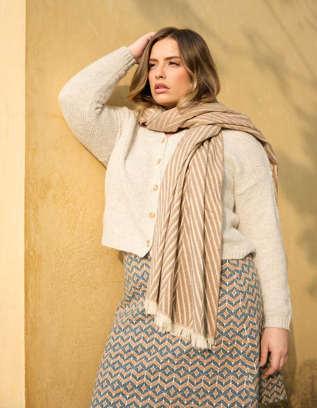 Herringbone fringed scarf femme La Fianc&eacute;e