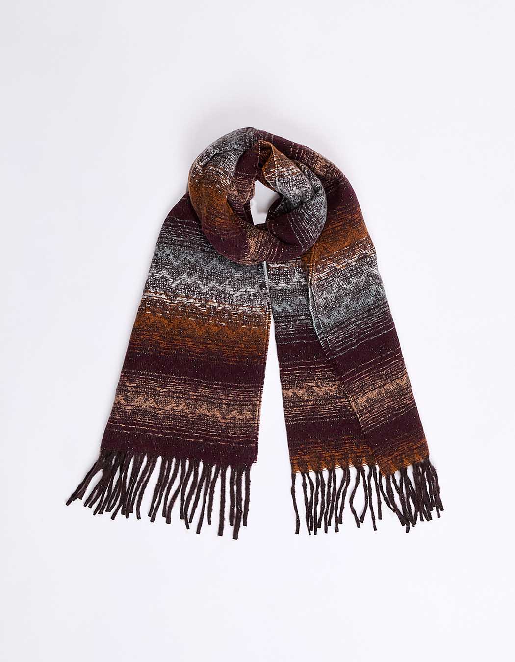 Ombre-effect striped fringed scarf femme La Fiancée