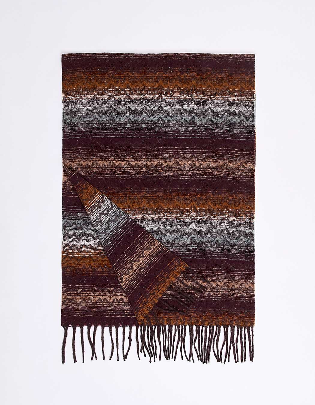 Ombre-effect striped fringed scarf femme La Fiancée