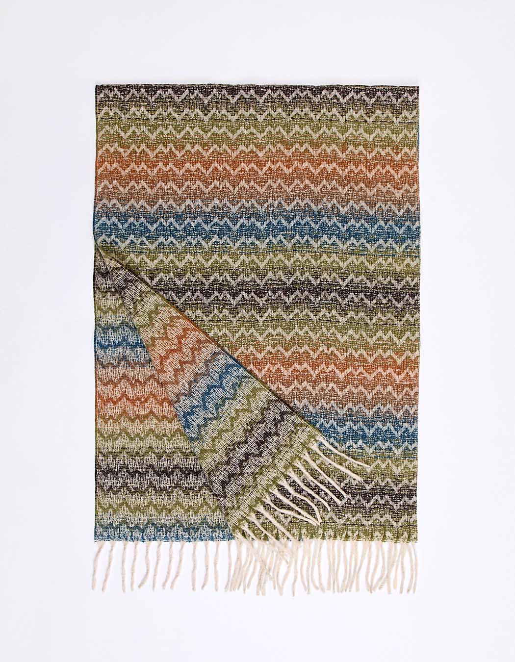 Ombre-effect striped fringed scarf femme La Fiancée