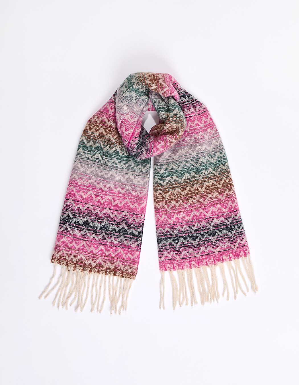 Ombre-effect striped fringed scarf femme La Fiancée