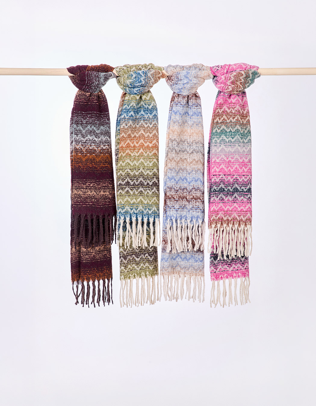 Ombre-effect striped fringed scarf femme La Fiancée