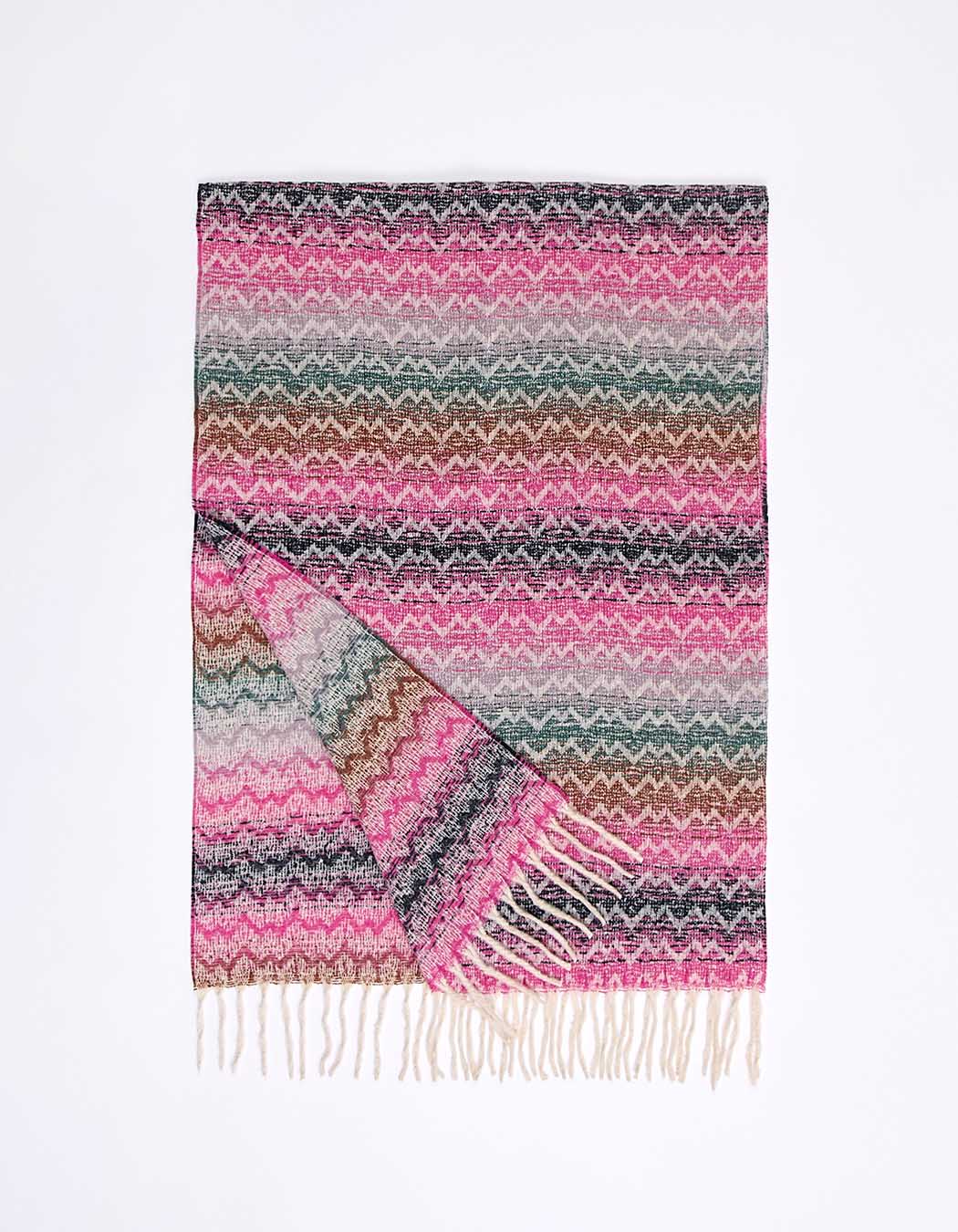 Ombre-effect striped fringed scarf femme La Fiancée