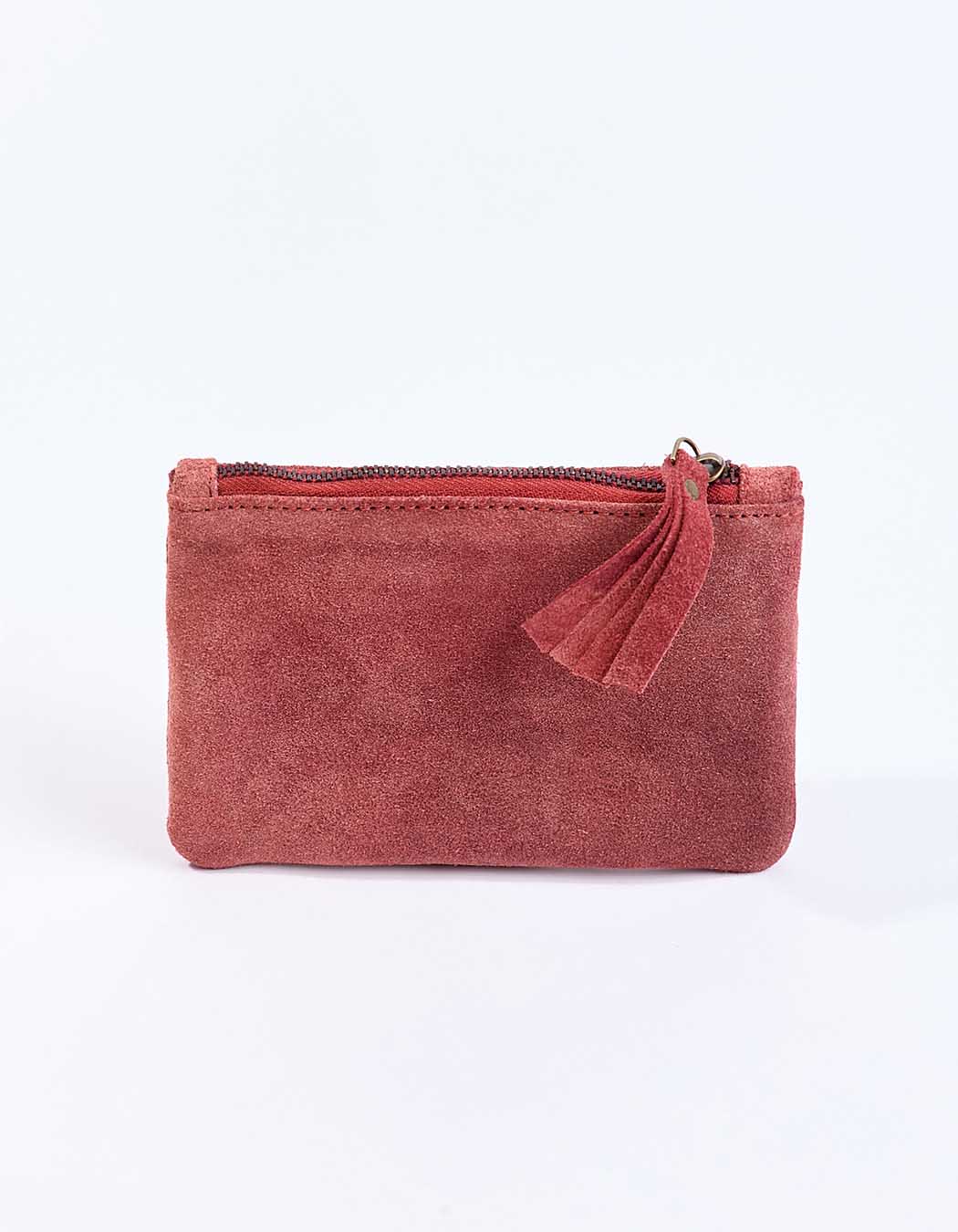 Small suede leather zip pouch femme La Fiancée