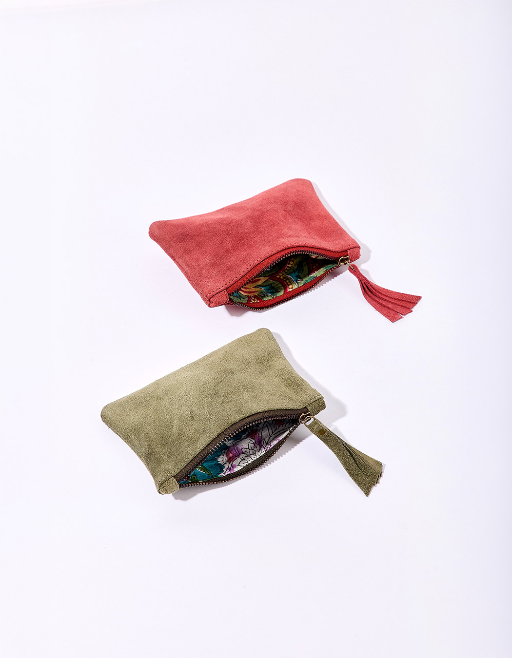 Small suede leather zip pouch femme La Fiancée
