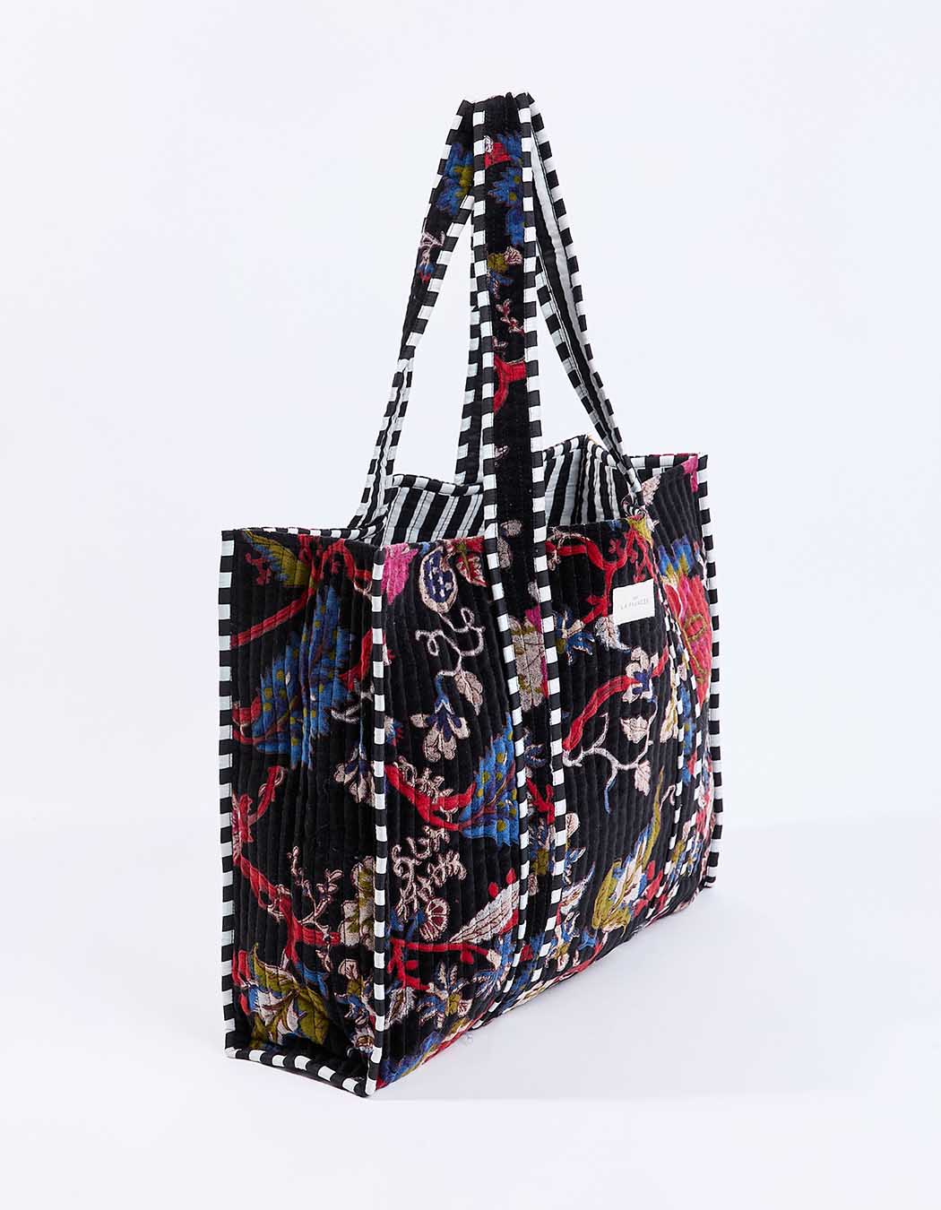 Large cotton velvet tote bag femme La Fiancée