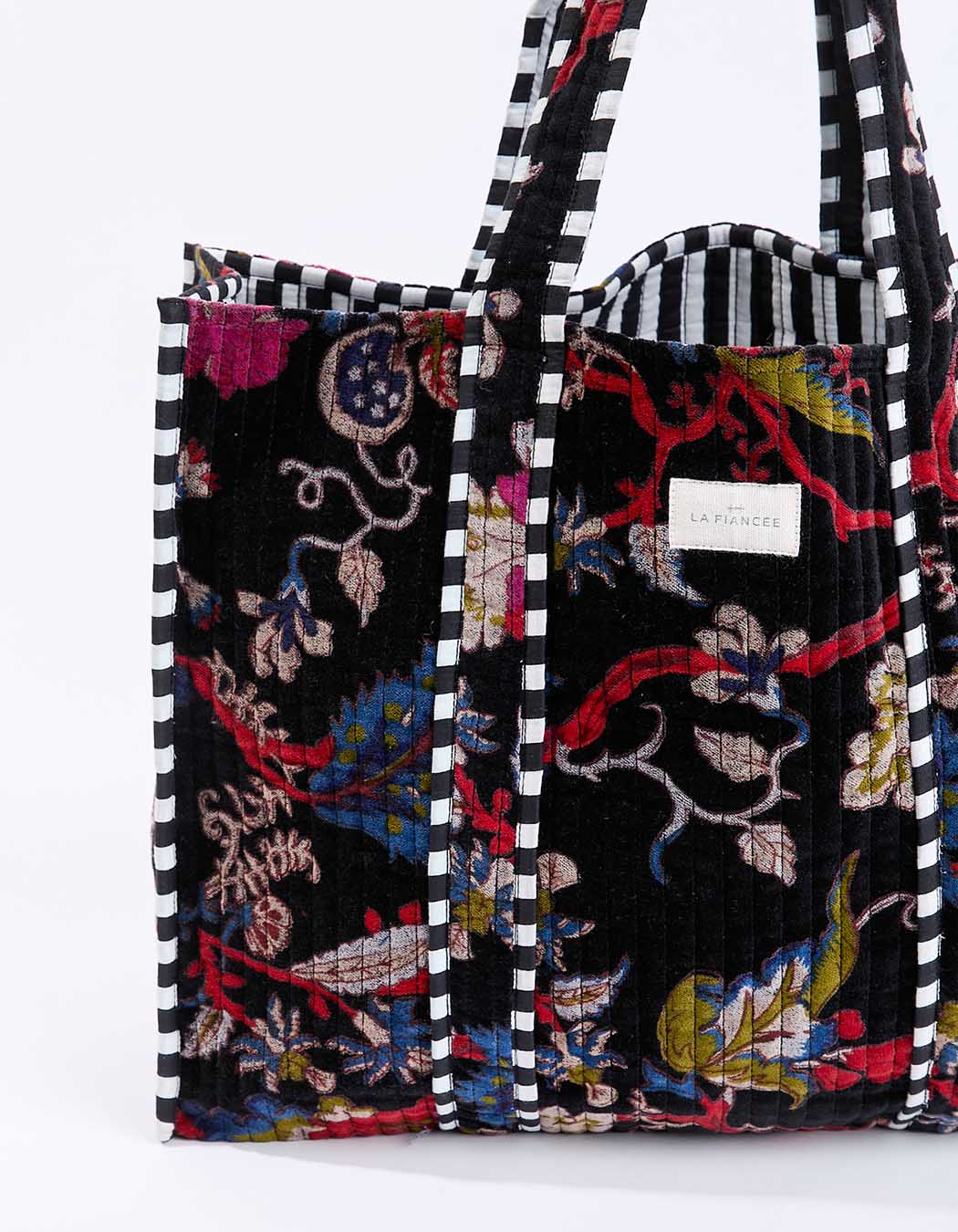 Large cotton velvet tote bag femme La Fiancée