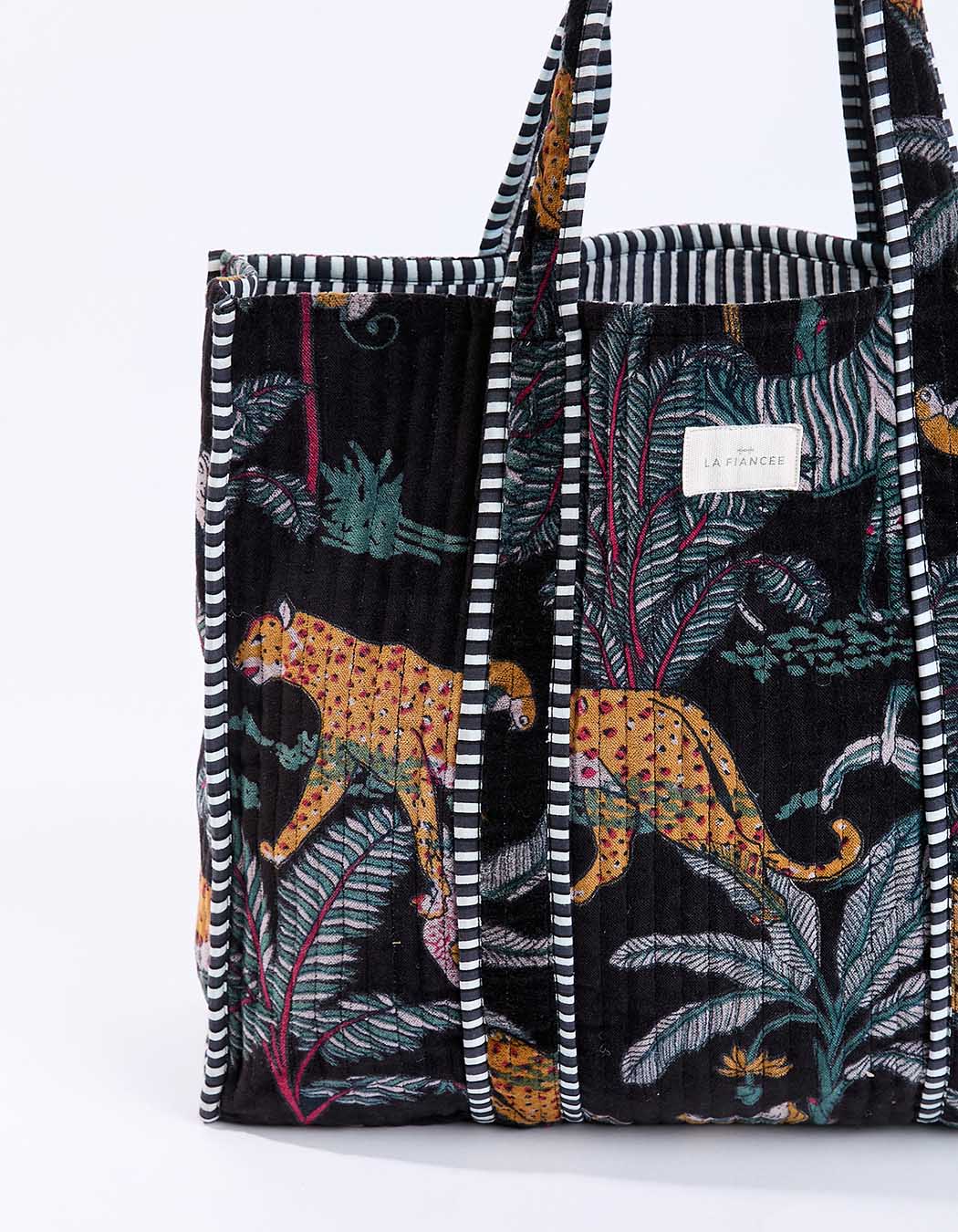 Large cotton velvet tote bag femme La Fiancée