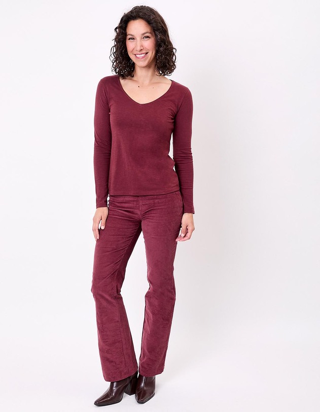 Printed organic cotton V-neck T-shirt femme La Fianc&eacute;e