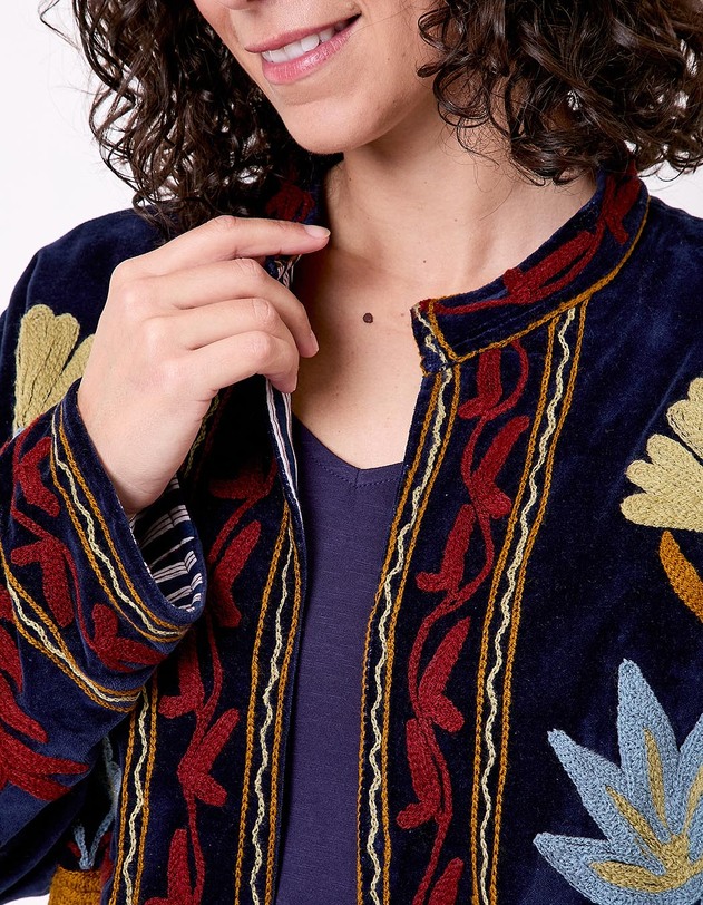 Embroidered velvet kimono jacket femme La Fianc&eacute;e
