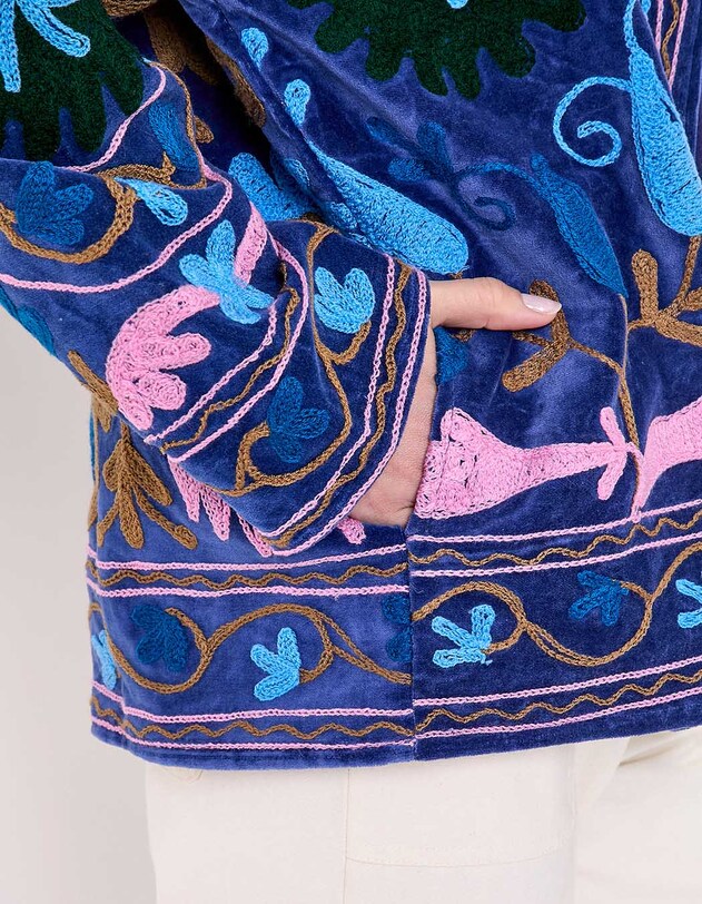 Embroidered velvet kimono jacket femme La Fianc&eacute;e