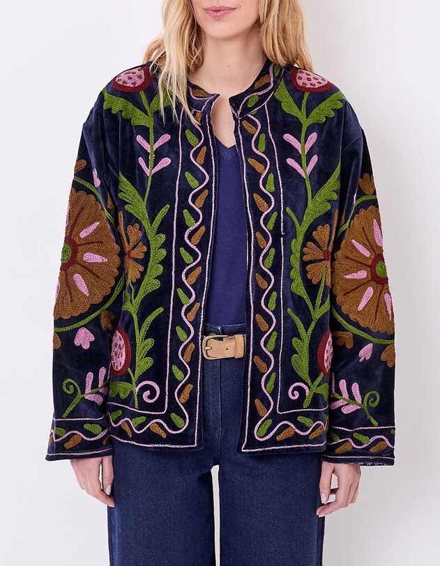 Embroidered velvet kimono jacket femme La Fianc&eacute;e