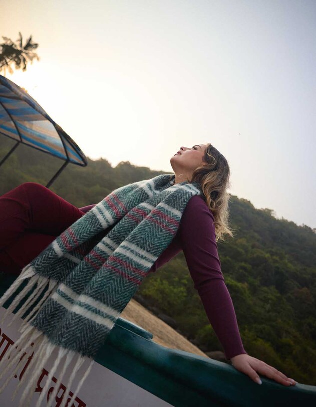Striped fringed scarf femme La Fianc&eacute;e
