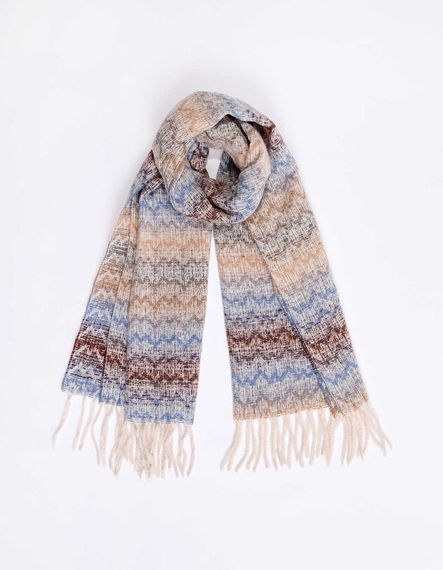 Ombre-effect striped fringed scarf femme La Fianc&eacute;e