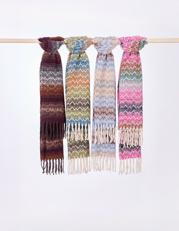 Ombre-effect striped fringed scarf femme La Fianc&eacute;e