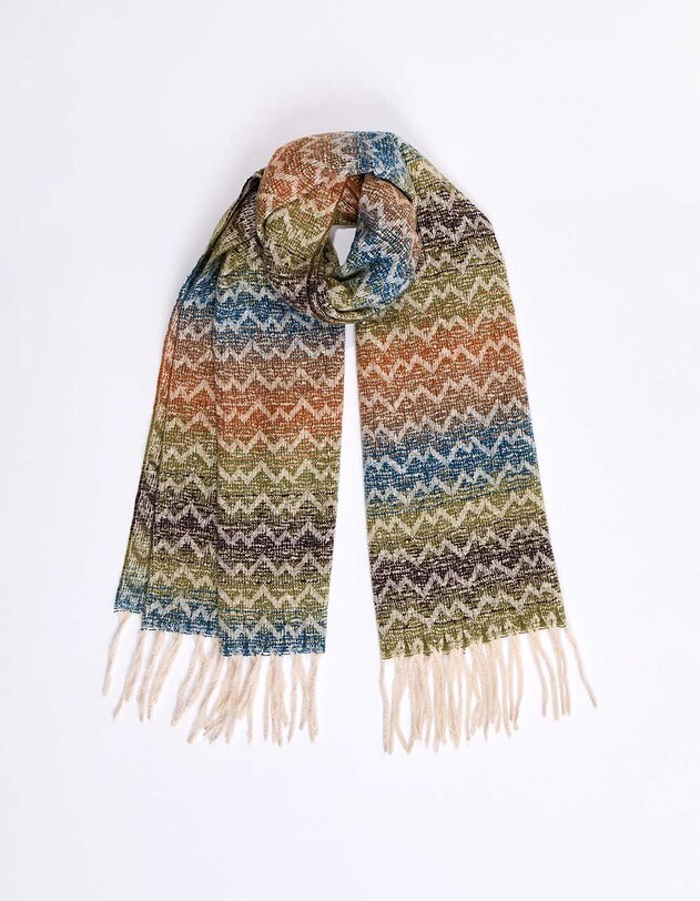 Ombre-effect striped fringed scarf femme La Fianc&eacute;e