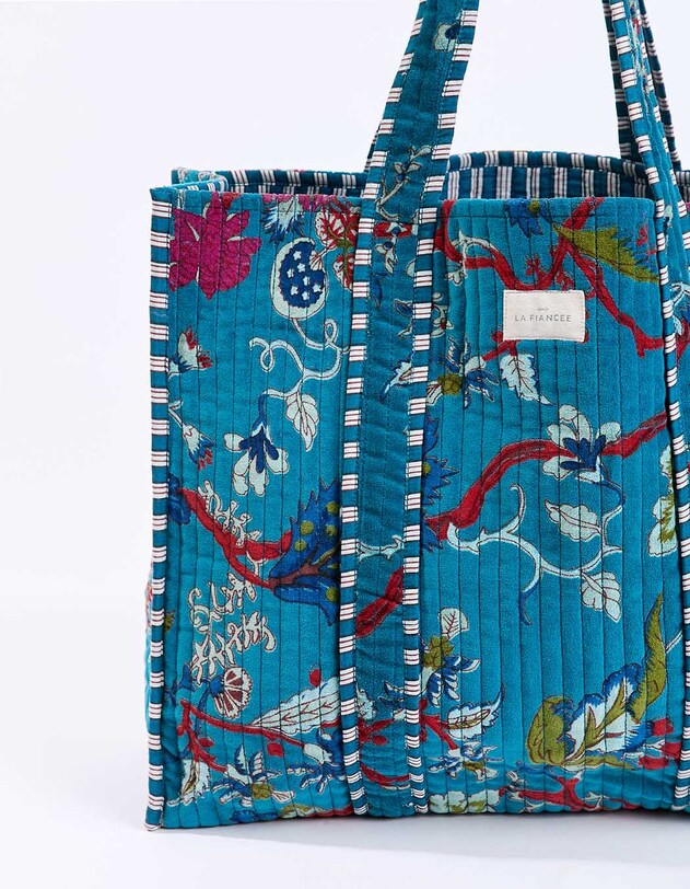 Large cotton velvet tote bag femme La Fianc&eacute;e